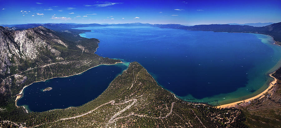 Tahoe Photograph - Lake Tahoe Aerial Panorama - Emerald Bay Aerial by Brad Scott