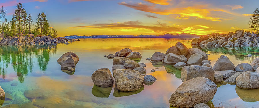 Lake Tahoe Spring Sunset Panoramic Photograph by Scott McGuire | Pixels