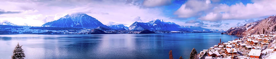 Lake Thun And Merzligen Switzerland Panorama Photograph by Mountain Dreams