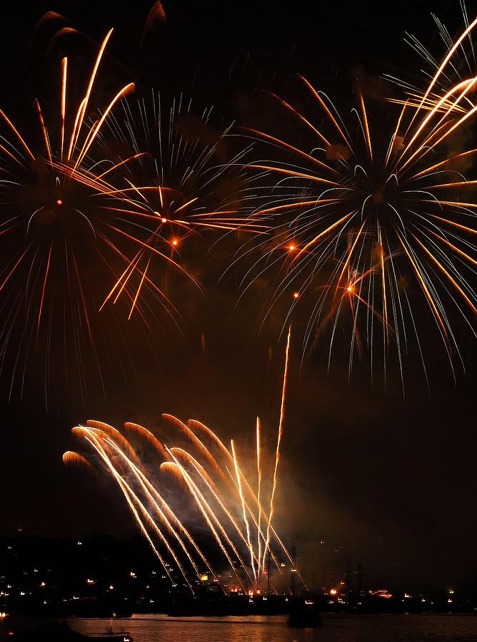 Lake Union Fireworks Photograph by Maxwell Krem