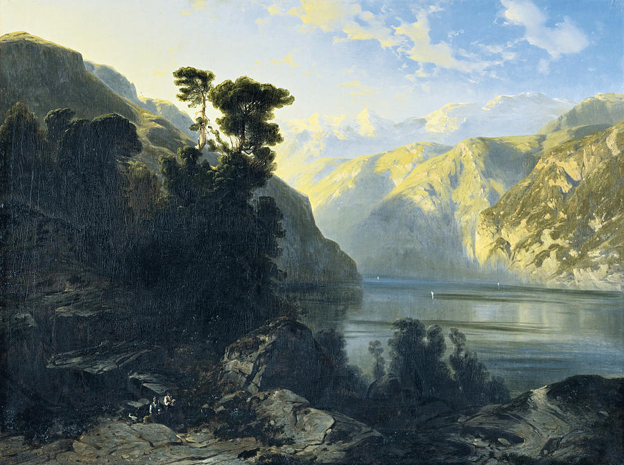 Lake Uri with Urirotstock Painting by Alexandre Calame