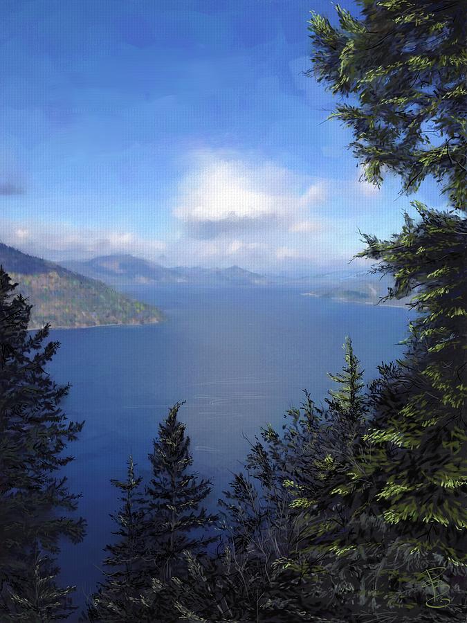 Lake view in Idaho Digital Art by Debra Baldwin