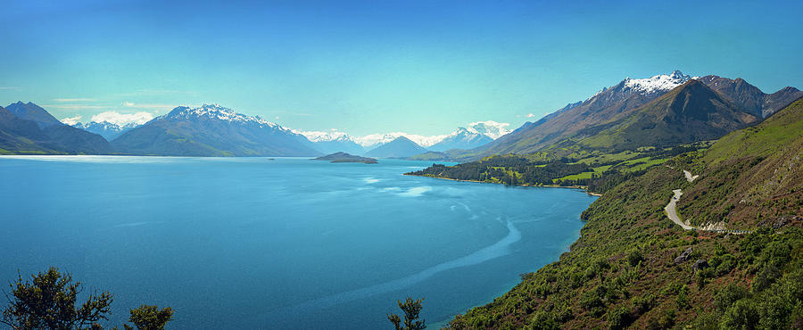 Mountain Photograph - Lake Wakatipu New Zealand Panorama by Joan Carroll