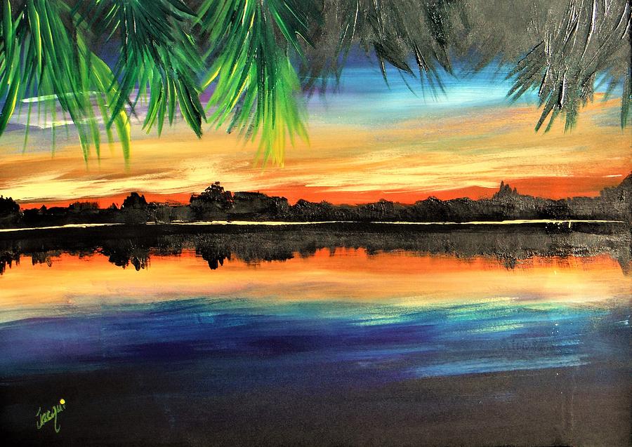 Lake Wales Sunset Painting by Jacqueline Whitcomb
