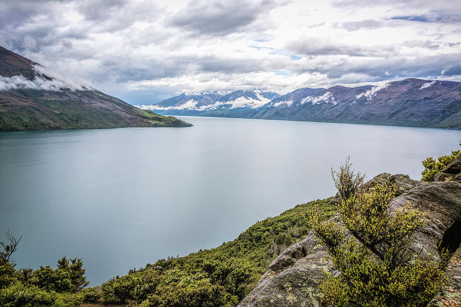 Mountain Photograph - Lake Wanaka from Mou Waho New Zealand by Joan Carroll