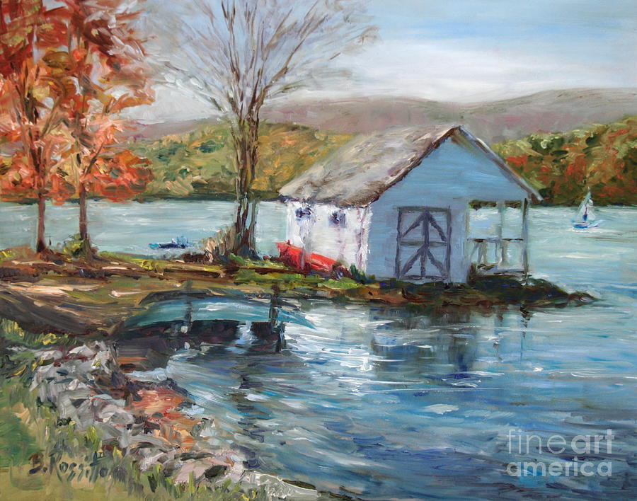 Lake Waramaug Autumn Painting by B Rossitto