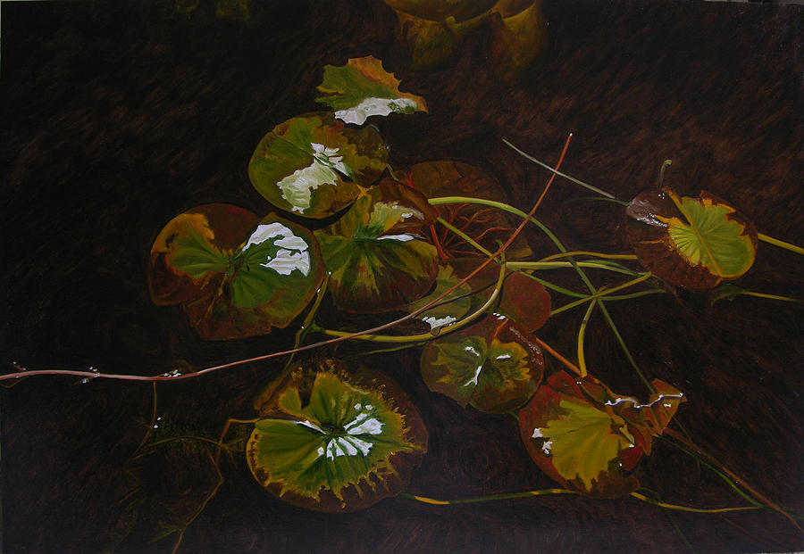 Lake Washington Lily Pad 16 Painting by Thu Nguyen