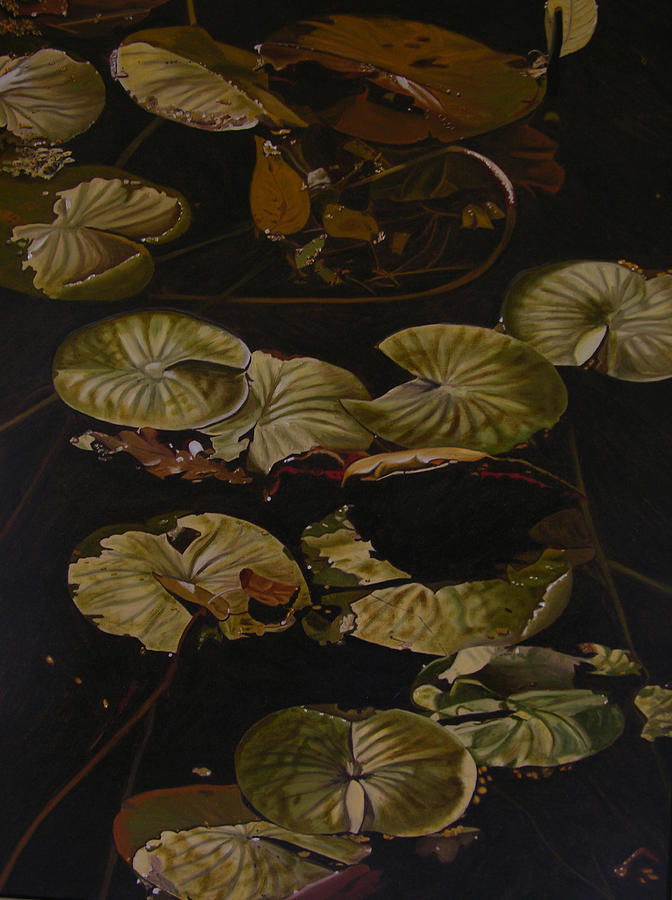 Lake Washington Lily Pad 9 Painting by Thu Nguyen