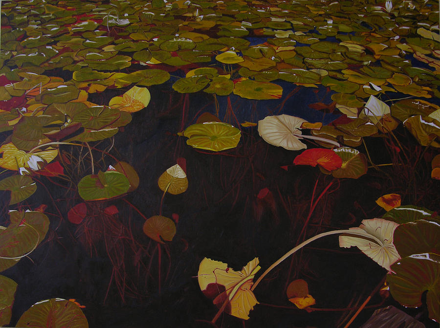 Lake Washington Lilypad 7 Painting by Thu Nguyen
