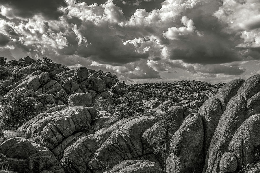Tucson Photograph - Lake Watson Granite Rocks Prescott Arizona BnW 2482 by David Haskett II