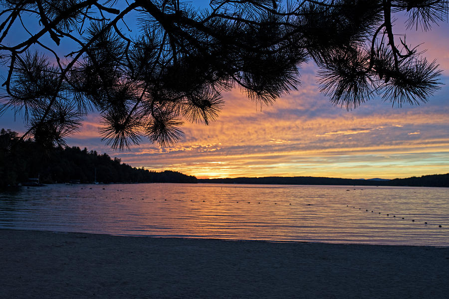 Sunset Photograph - Lake Winnipesaukee sunset Carry Beach Wolfeboro NH Blues by Toby McGuire