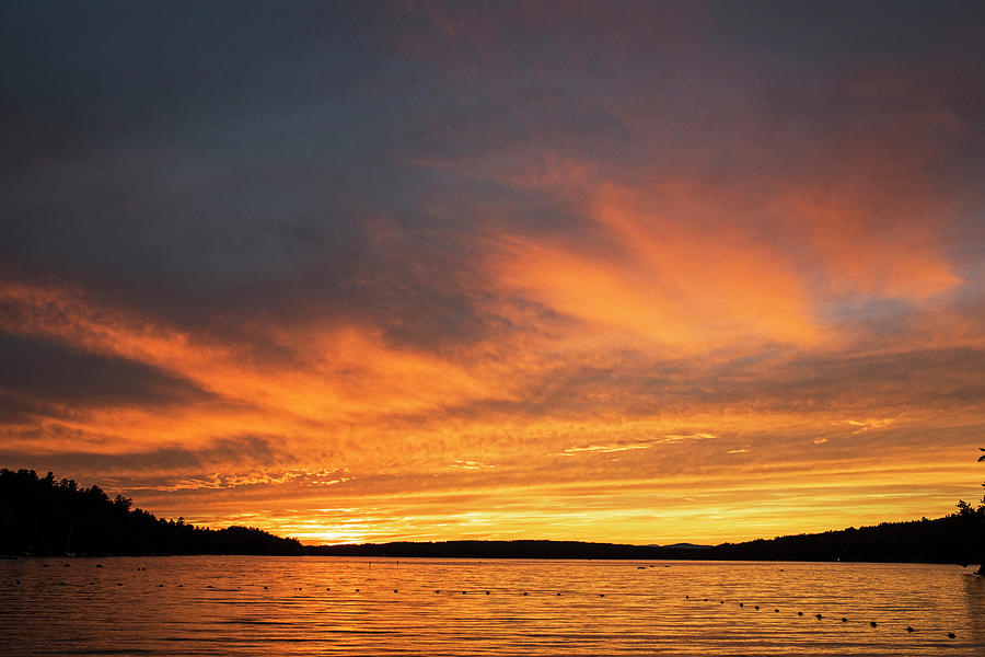 Lake Winnipesaukee sunset Carry Beach Wolfeboro NH Photograph by Toby McGuire