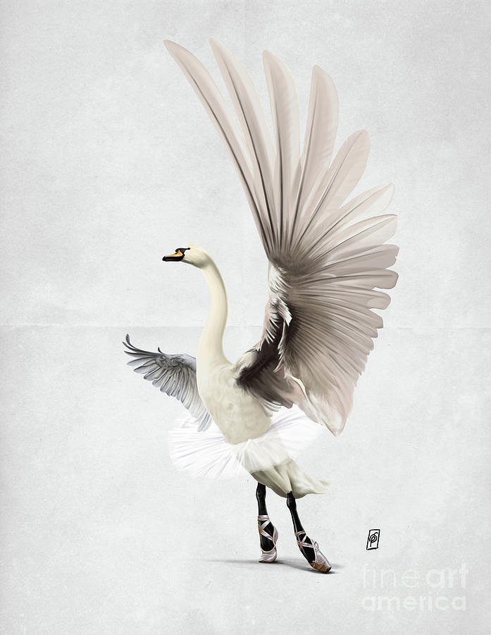 Swan Digital Art - Lake Wordless by Rob Snow