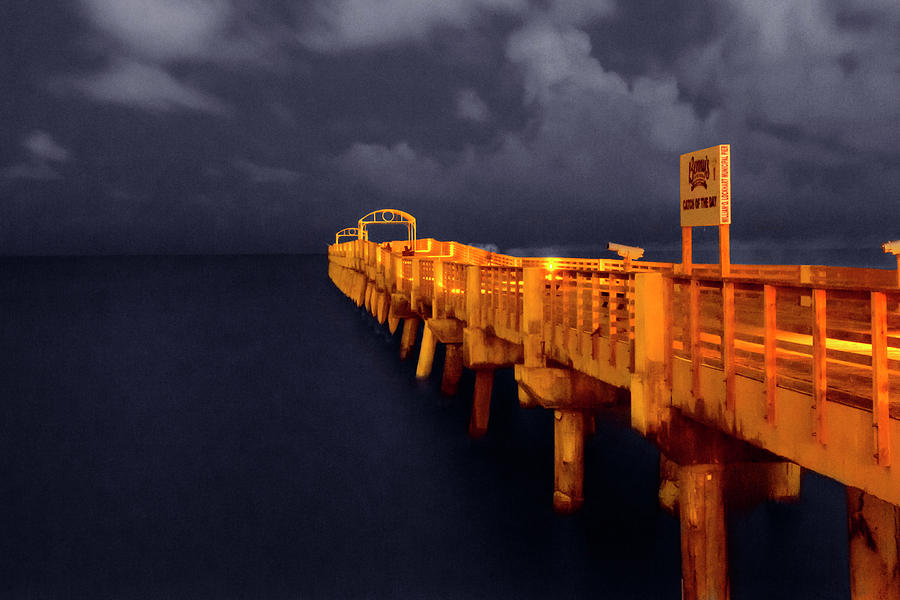 Lake Worth Pier At Night Photograph by Wolfgang Stocker