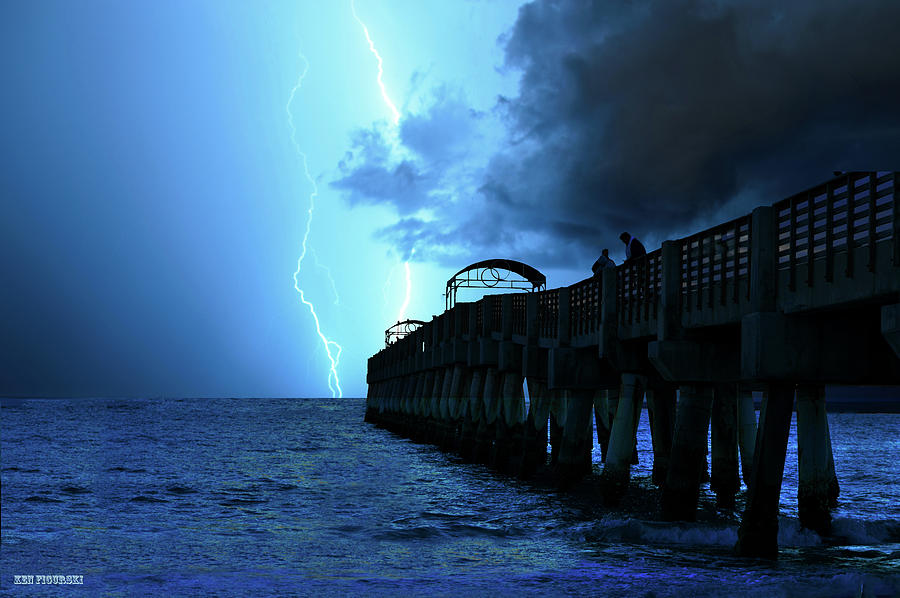 Lake Worth Pier Lightning Photograph by Ken Figurski