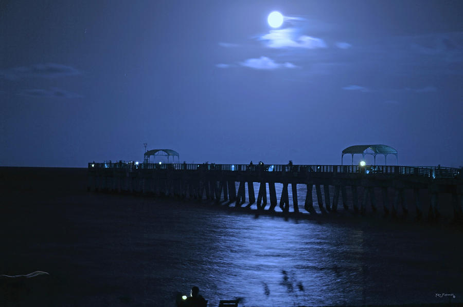 Lake Worth Pier Moon Photograph by Ken Figurski