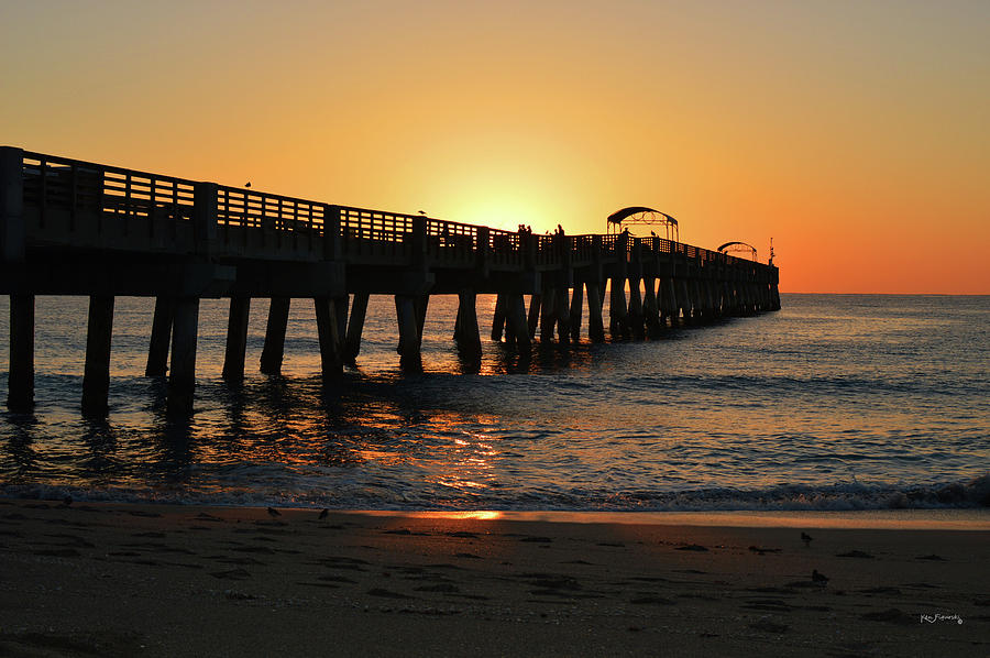 Lake Worth Pier Orange Sunrise Photograph by Ken Figurski