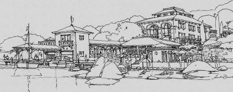 Lakefront Residence Drawing by Andrew Drozdowicz