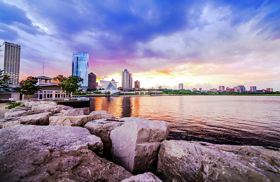 Lakefront Photograph - Lakefront Sunset on Rocks by Vincent Buckley Lakefront Photograph - Lakefront Sunset on Rocks by Vincent Buckley