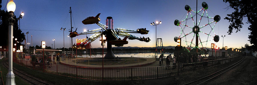 Panorama Photograph - Lakeside Amusement Park at Night Panorama Photo by Jeff Schomay Panorama Photograph - Lakeside Amusement Park at Night Panorama Photo by Jeff Schomay