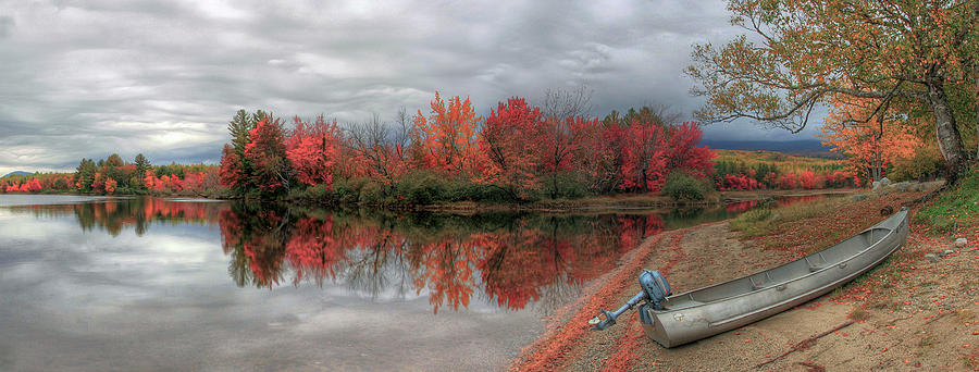 Lakeside boat in Autumn Photograph by Jack Nevitt