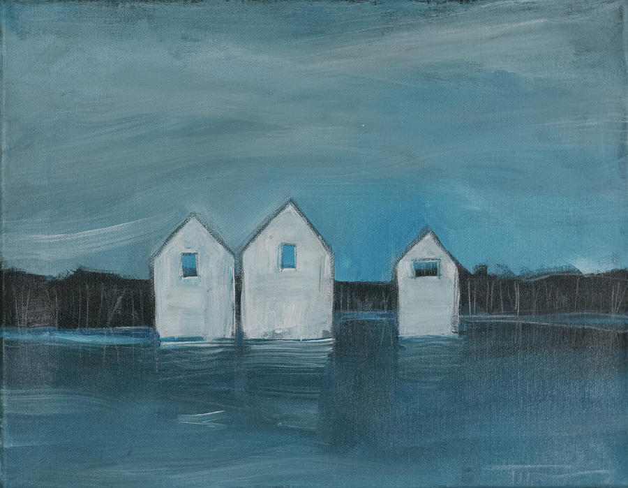 Lakeside Cottages Off-season Painting by Tim Nyberg