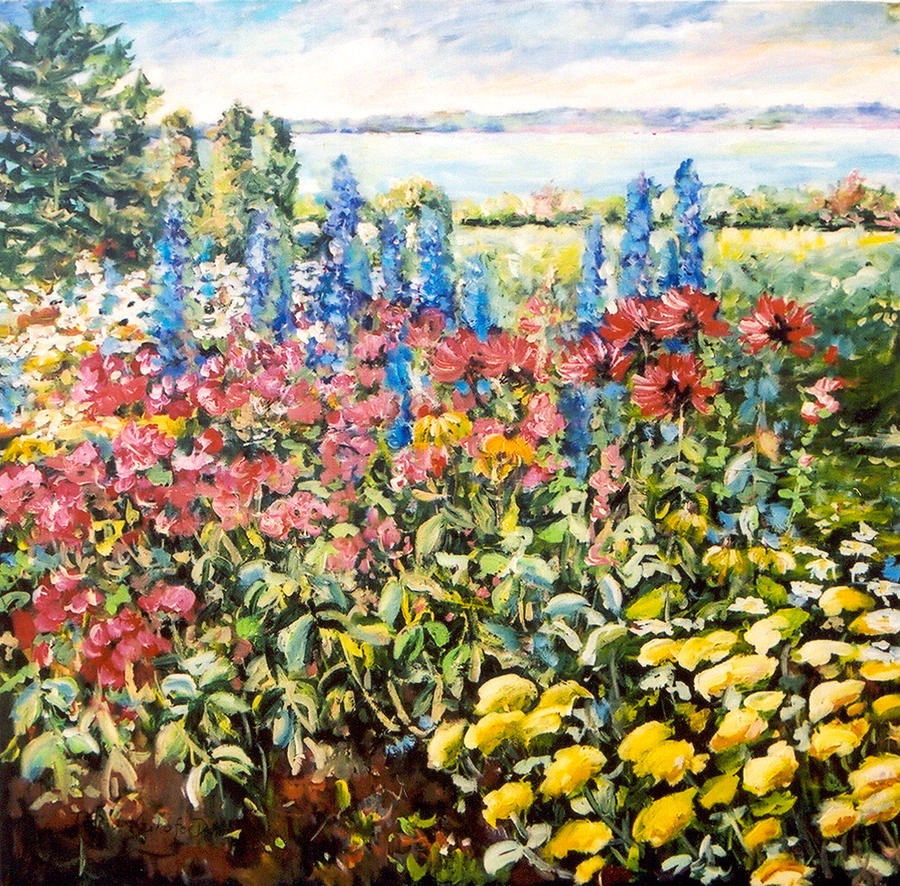 Lakeside Garden Painting by Ingrid Dohm