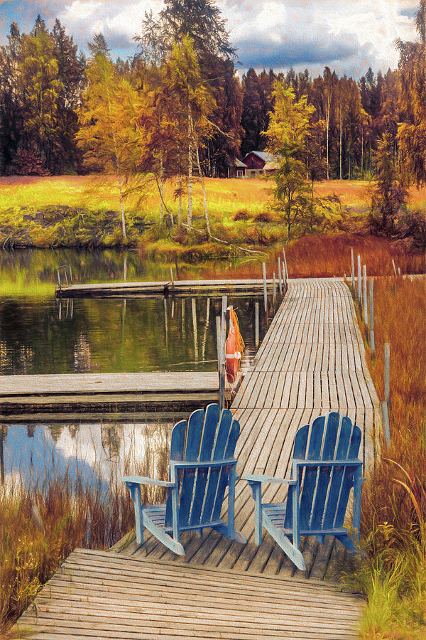 Lakeside in Autumn Painting Photograph by Debra and Dave Vanderlaan