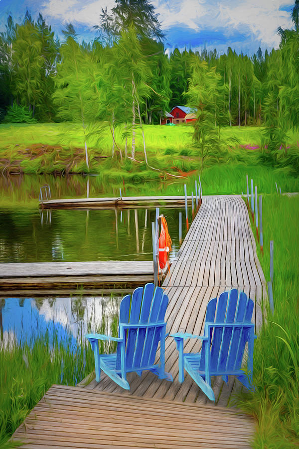 Lakeside in the Summer Painting Photograph by Debra and Dave Vanderlaan