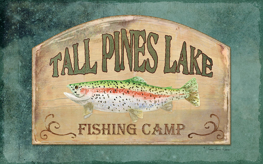 Fish Painting - Lakeside Lodge - Fishing Camp by Audrey Jeanne Roberts