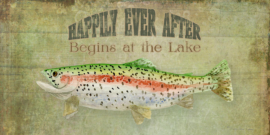 Fish Painting - Lakeside Lodge - Happily Ever After by Audrey Jeanne Roberts