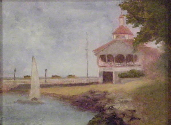 Landscape Painting - Lakeside Pavillion by Ruth Ann Sturgill Landscape Painting - Lakeside Pavillion by Ruth Ann Sturgill