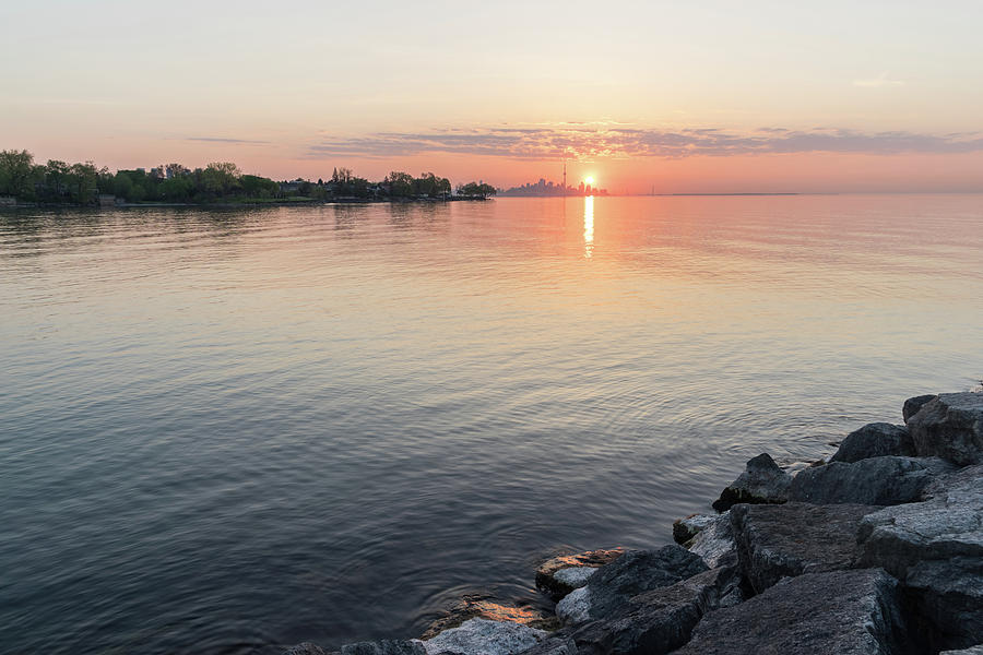 Lakeside Sunrise Ripples In Glossy Silk Photograph
