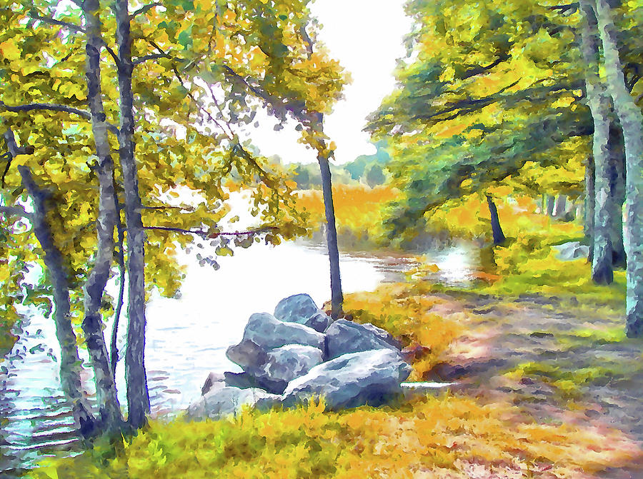 Nature Digital Art - Lakeside Tranquility by Bishopston Fine Art
