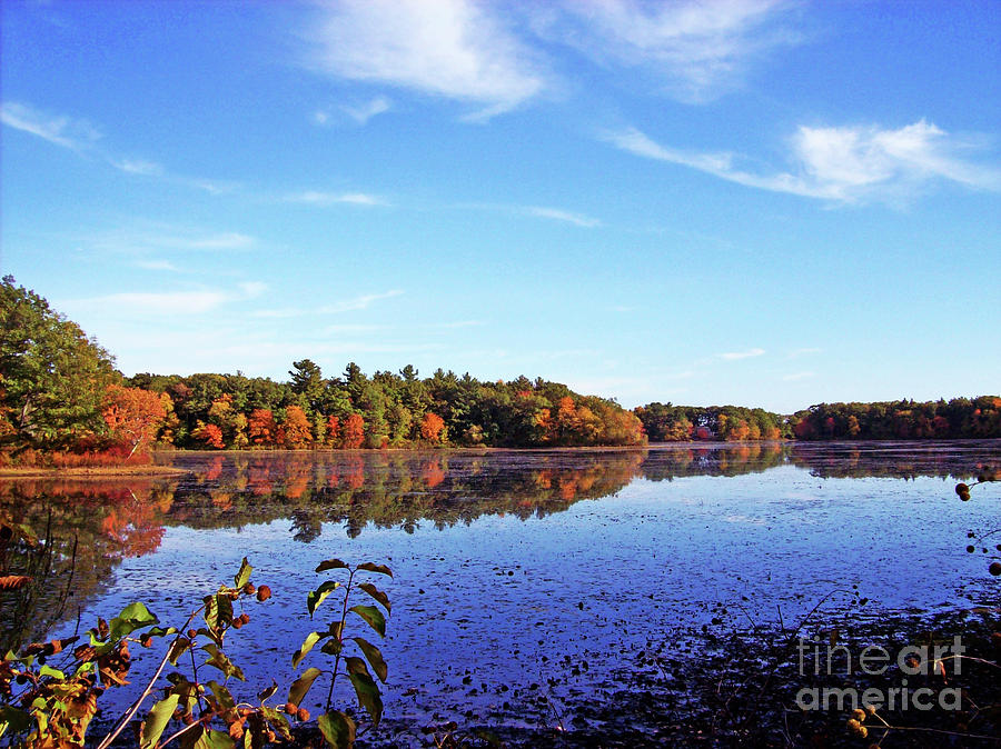 Lake Photograph - Lakeside Shadows and Autumn Reflections by Mary Ann Weger