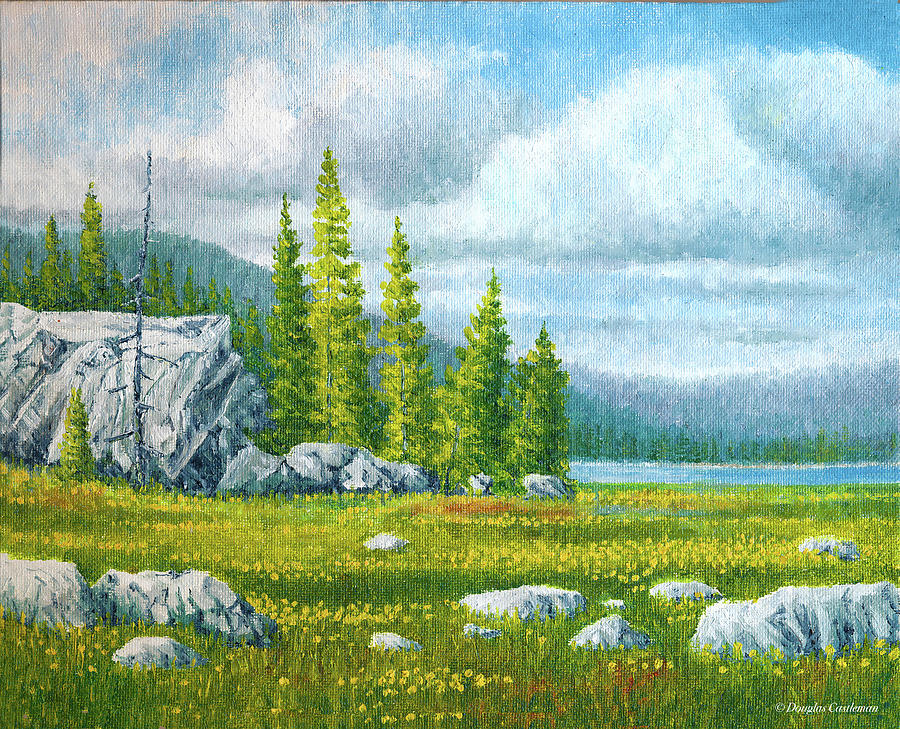 Lakeside Wildflowers Painting by Douglas Castleman