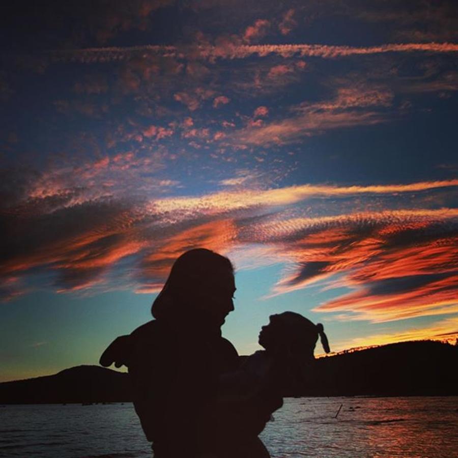 #laketahoe Sunset With Max And Milo! Photograph by Grant Bowen