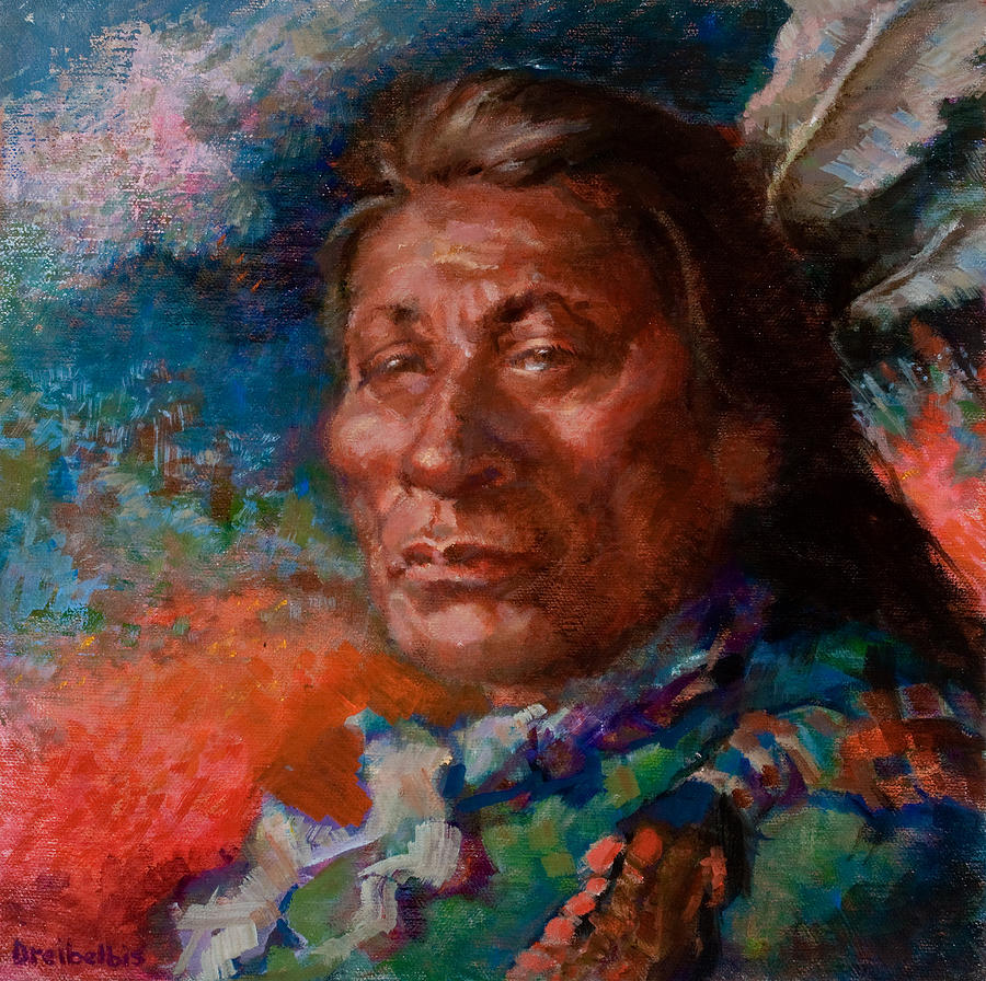Lakota Man Painting by Ellen Dreibelbis