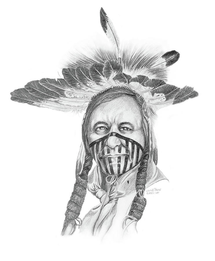 Lakota Visor Headress Painting by Wayne Pruse