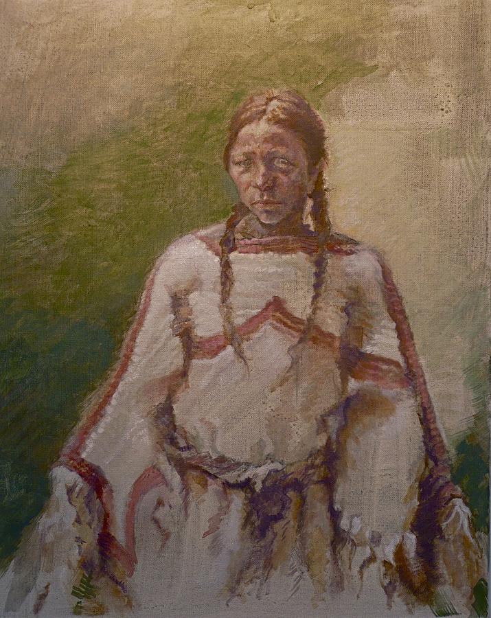 Portrait Painting - Lakota Woman by Ellen Dreibelbis