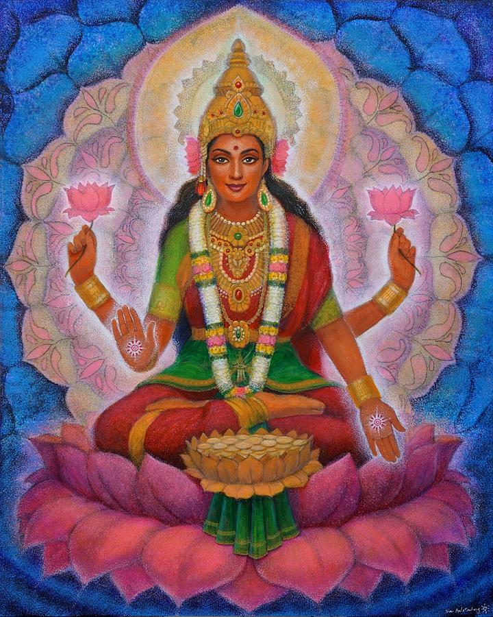 Buddha Painting - Lakshmi Blessing by Sue Halstenberg