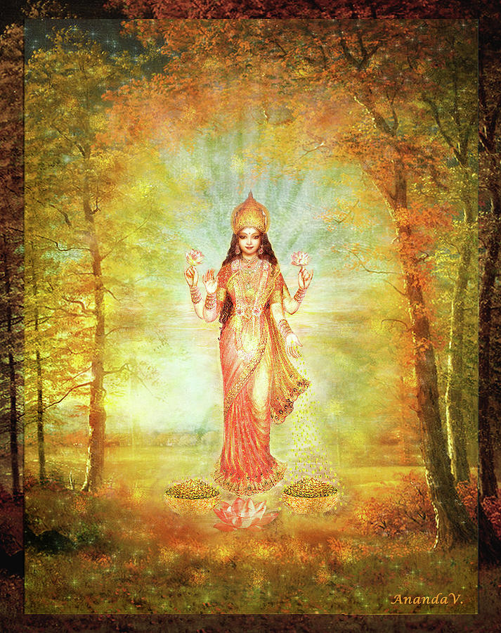 Vintage Mixed Media - Lakshmi Vision in the Forest  by Ananda Vdovic