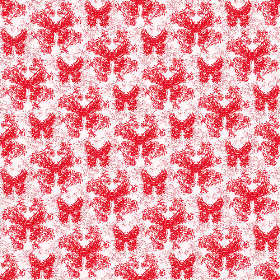 Lalabutterfly Red and White Digital Art by Deborah Runham