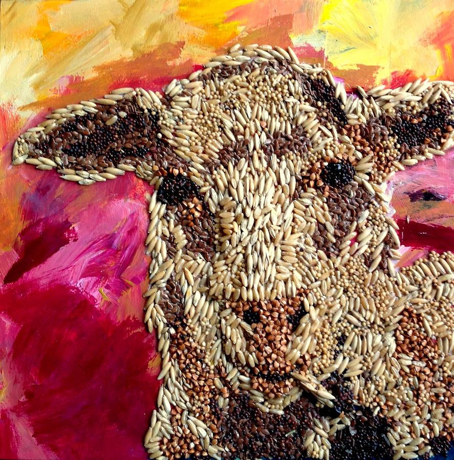 Feeding Our Sheep and Lambs Mixed Media by Naomi Gerrard