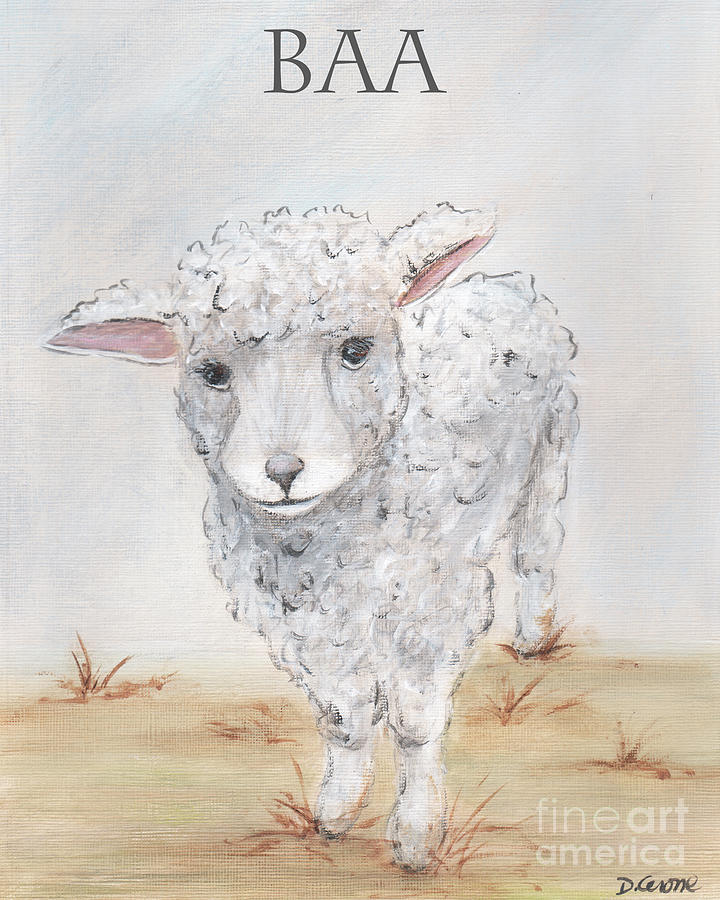 Lamb - Baby Farm Animal - Baa Painting by Debbie Cerone