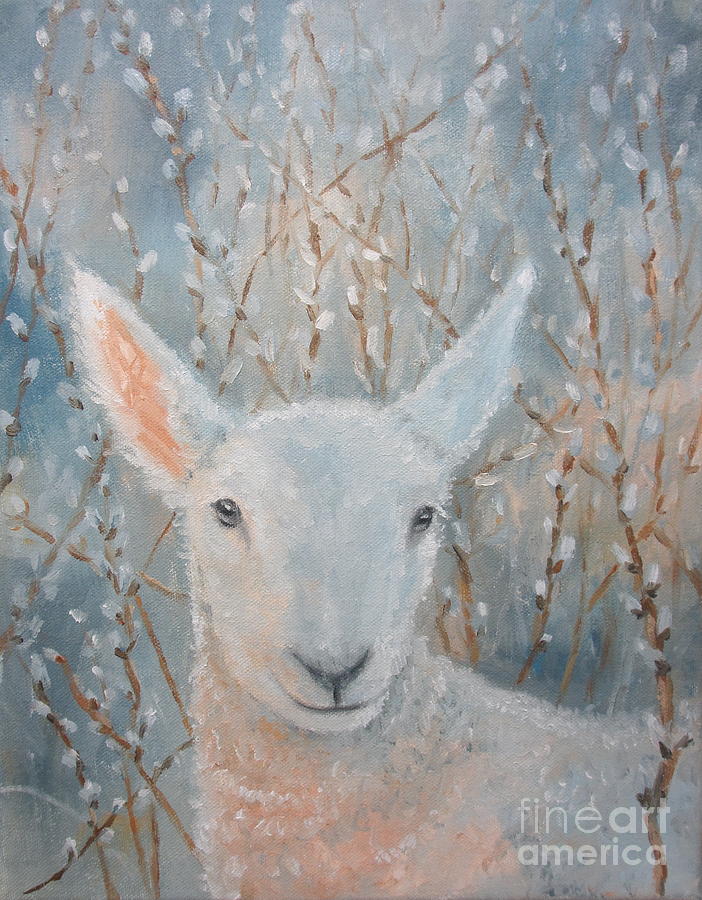 Lamb Painting - Lamb in the Willows by Sherri Anderson Lamb Painting - Lamb in the Willows by Sherri Anderson