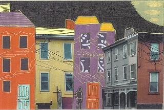 Collage Mixed Media - Lambertville Night by Ann Calandro Collage Mixed Media - Lambertville Night by Ann Calandro