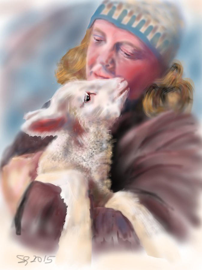 Lambie Love Painting by Susan Sarabasha