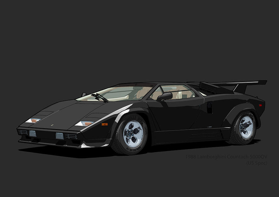 Lamborghini Countach 5000QV Nero Tenebre US spec Digital Art by ...