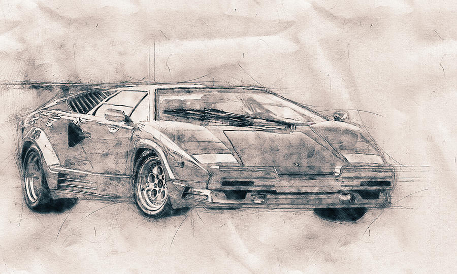 Lamborghini Countach - Sports Car - Automotive Art - Car Posters Mixed Media